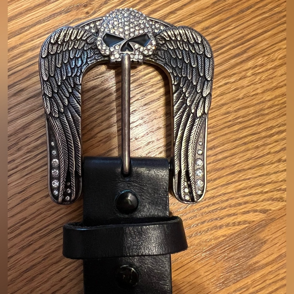 Harley-Davidson® Willie G. Genuine Cowhide Women’s Bling Belt- Large 💀 - Picture 6 of 16